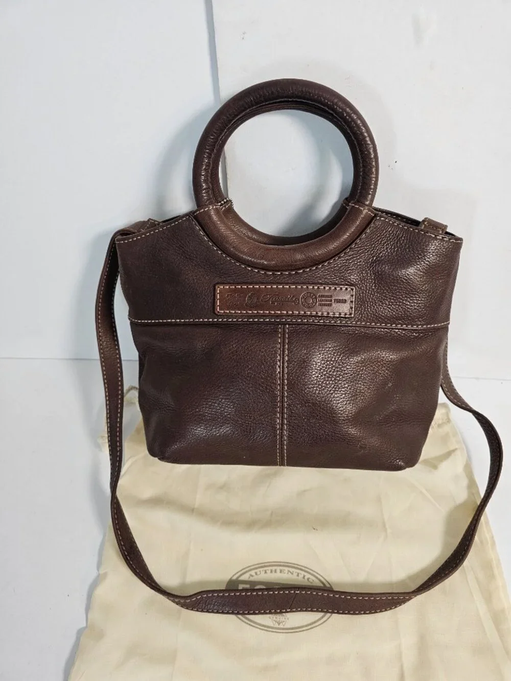 Fossil Bag Brown Leather Shoulder Y2K Classic Casual 75082